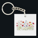 Wildflower Meadow with natural watercolor blooms Key Ring<br><div class="desc">A stunning watercolor design featuring a meadow with wildflowers. This blooming meadow adds natural elegance and botanical beauty to any style. Perfect for flower and nature lovers.</div>