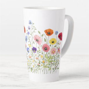 Wildflower Meadow with natural watercolor blooms Latte Mug