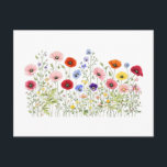 Wildflower Meadow with natural watercolor blooms Postcard<br><div class="desc">A stunning watercolor design featuring a meadow with wildflowers. This blooming meadow adds natural elegance and botanical beauty to any style. Perfect for flower and nature lovers.</div>