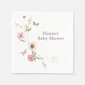 Wildflower Meadow Wreath Baby Shower Napkin