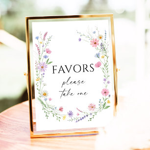Wildflower Meadow Wreath Wedding Favors Sign