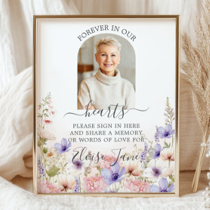 Wildflower Memorial Funeral Memory Table Photo Poster