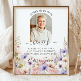 Wildflower Memorial Funeral Memory Table Photo Poster