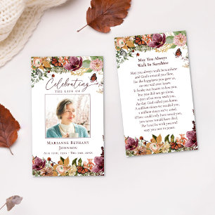 Wildflower Memorial Funeral Prayer Card