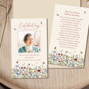 Wildflower Memorial Funeral Prayer Card