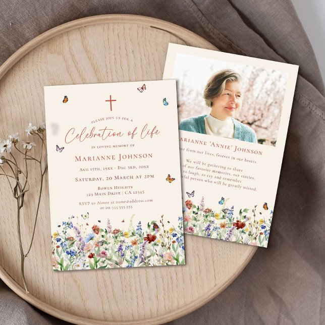 Wildflower Memorial Service Celebration of Life Invitation (Creator Uploaded)