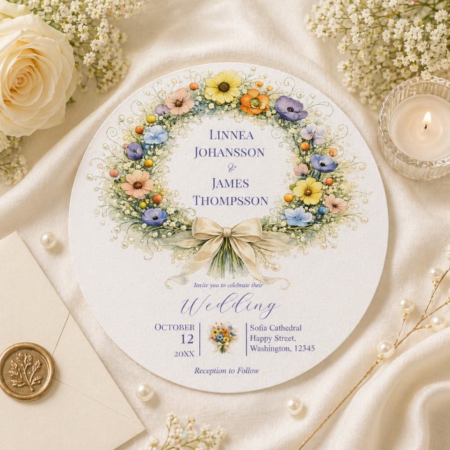 Wildflower Minimal Garden Romantic Wedding  Invitation (Creator Uploaded)