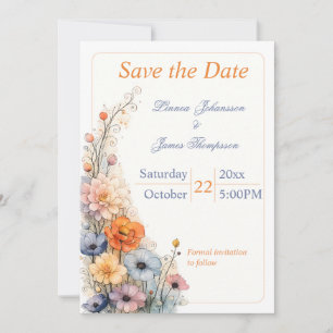 Wildflower Minimal Garden Romantic Wedding Save The Date