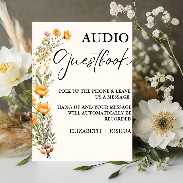 Wildflower Minimalist Black Audio Guestbook Sign (Creator Uploaded)