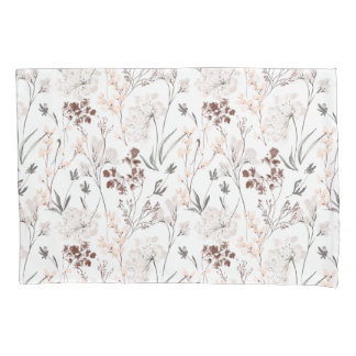 Wildflower minimalist elegant leaves soft floral pillowcase