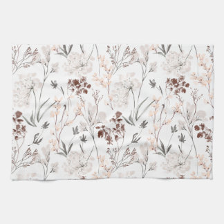 Wildflower minimalist elegant leaves soft floral  tea towel