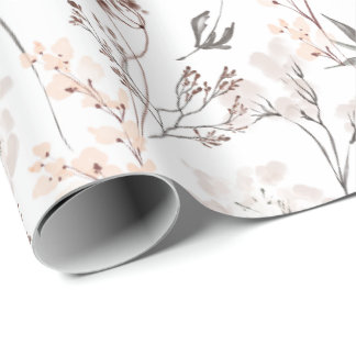 Wildflower minimalist elegant leaves soft floral wrapping paper