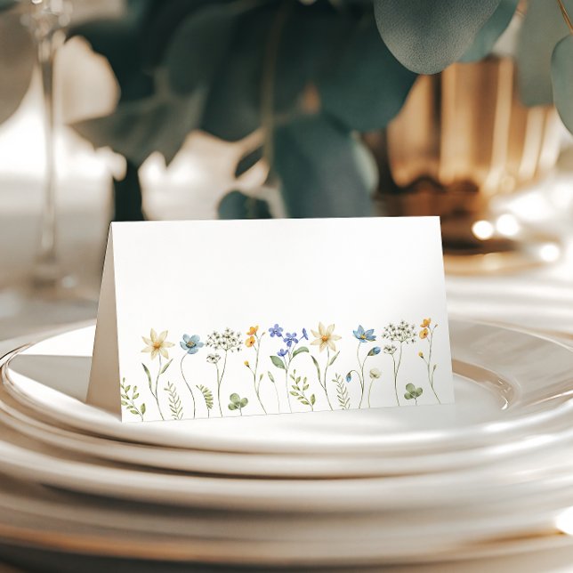 Wildflower Minimalist Folded Place Card (Creator Uploaded)