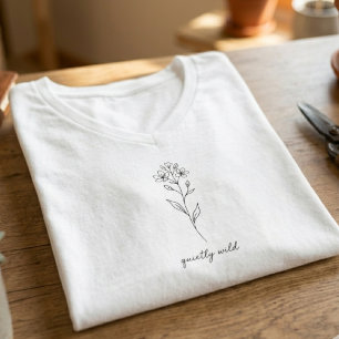 Wildflower Minimalist Line Art T-Shirt