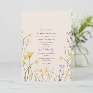 Wildflower Minimalist Rustic Garden Wedding  Invitation