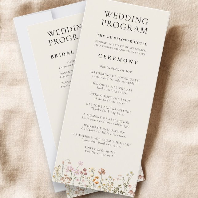 Wildflower Minimalist Typography Wedding Program (Creator Uploaded)