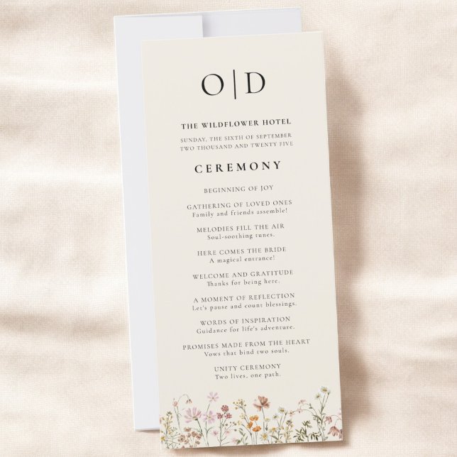Wildflower Minimalist Typography Wedding Program (Creator Uploaded)