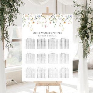 Wildflower Minimalist Wedding 12 Table Seating Poster