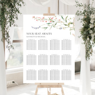 Wildflower Minimalist Wedding 12 Table Seating Poster