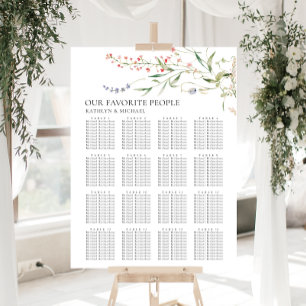 Wildflower Minimalist Wedding 16 Table Seating Poster