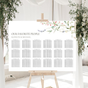 Wildflower Minimalist Wedding 18 Table Seating Poster