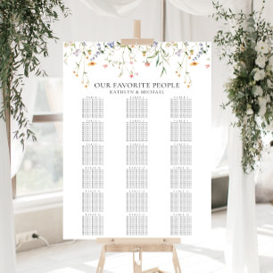Wildflower Minimalist Wedding 18 Table Seating Poster