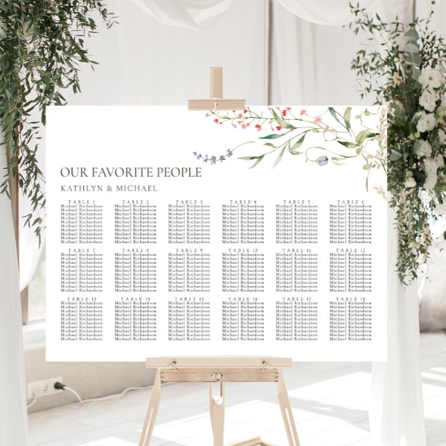 Wildflower Minimalist Wedding 18 Table Seating Poster (Creator Uploaded)