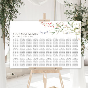 Wildflower Minimalist Wedding 30 Table Seating Poster