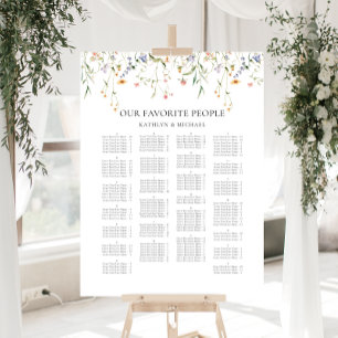 Wildflower Minimalist Wedding Alphabetical Seating Poster