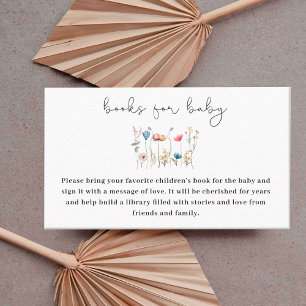 Wildflower Minimalistic Baby Shower Book for Baby Enclosure Card