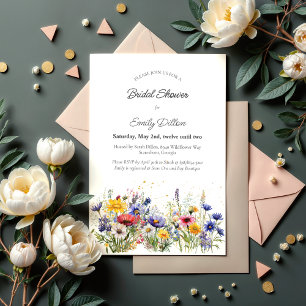Wildflower Modern Boho Chic Bridal Shower Invitation