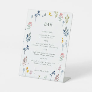 Wildflower Modern Botanical Wedding Bar Sign
