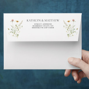 Wildflower Modern Colourful Floral Garden Wedding Envelope