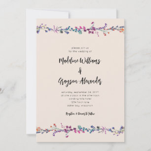 Wildflower Modern Floral Boho Wedding Invitation