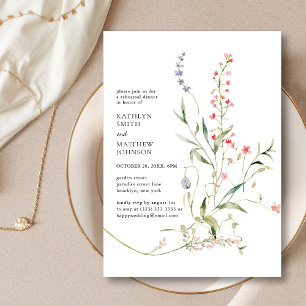 Wildflower Modern Floral Garden Rehearsal Dinner Invitation