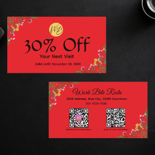 Wildflower Modern Restaurant Qr Code Menu and Discount Card