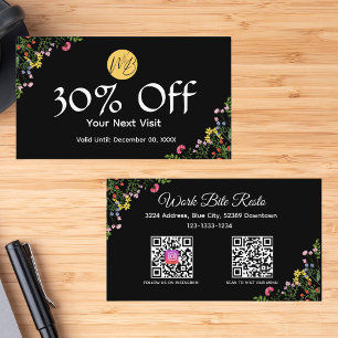 Wildflower Modern Restaurant Qr Code Menu and  Discount Card
