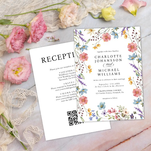 Wildflower Modern Rustic Garden All in One Wedding Invitation (Creator Uploaded)