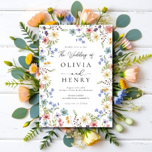 Wildflower Modern Spring Garden Wedding Invitation