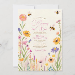 Wildflower Mommy to Bee Baby Shower Pink Invitation
