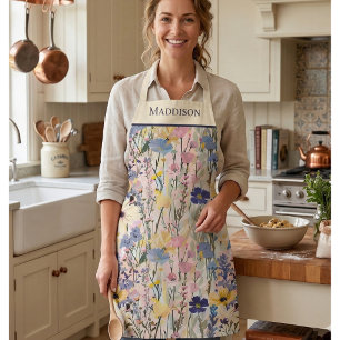 Wildflower Monogram Botanical Apron