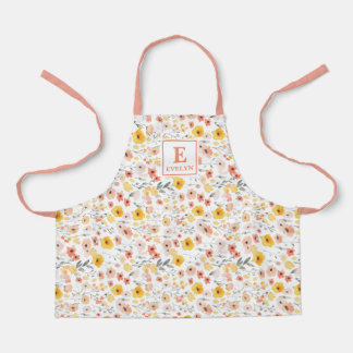 Wildflower monogram floral Apron