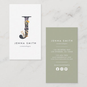 Wildflower Monogram J Business Card