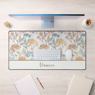 Wildflower Monogram Name Botanical Desk Mat