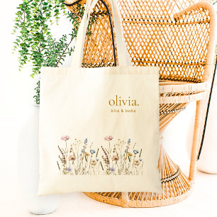 Wildflower Monogram Name Elegant Floral Tote Bag