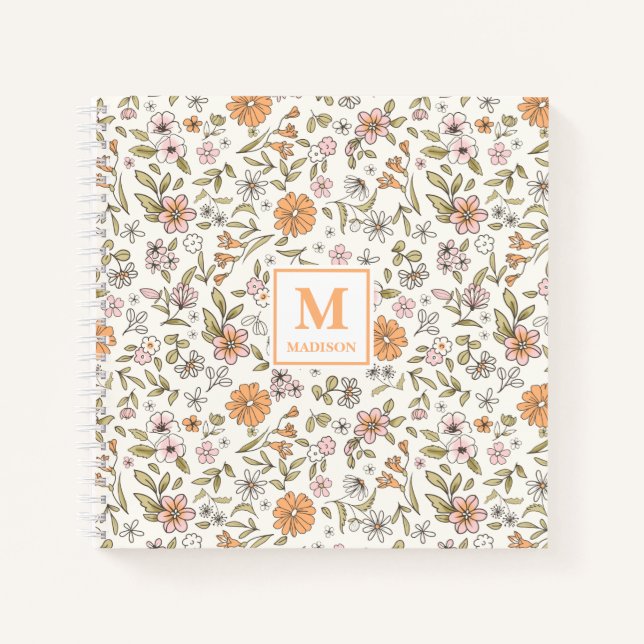 Wildflower Monogram Notebook Journal (Front)