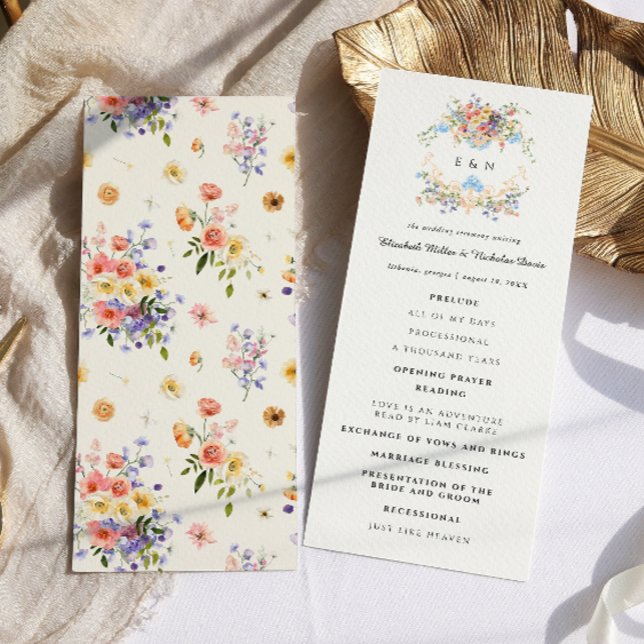Wildflower Monogram | Ornate Boho Wedding Program Programme (Creator Uploaded)