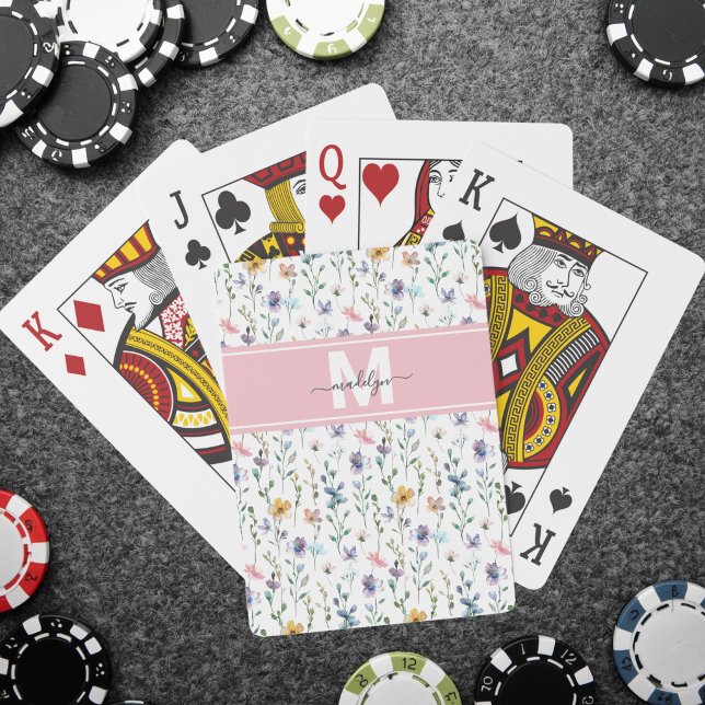 Wildflower Monogram Playing Cards (Wildflower Monogram Poker Cards)