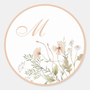 Wildflower Monogram Wedding Envelope Seals