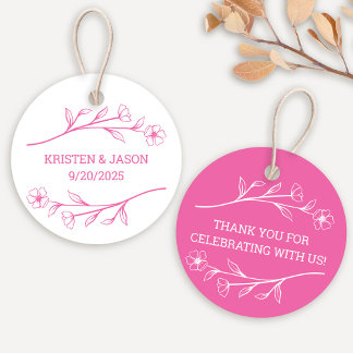 Wildflower Monogram Wedding Tag in Pink